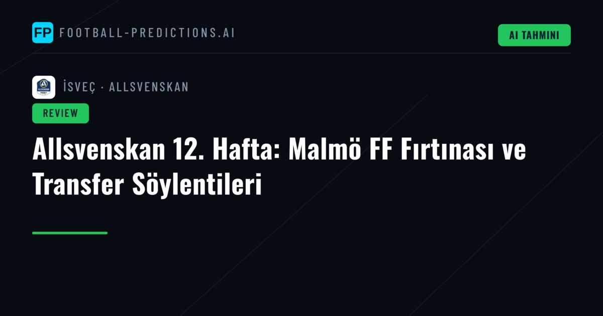 Allsvenskan 12. Hafta: Malmö FF Fırtınası ve Transfer Söylentileri