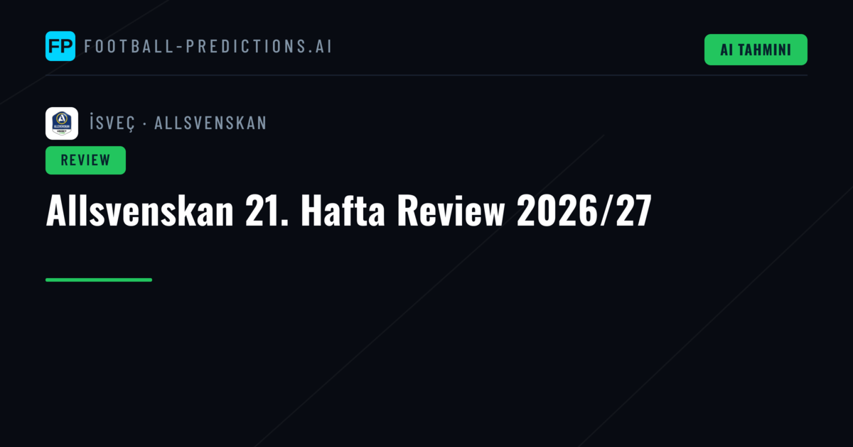 Allsvenskan 21. Hafta Review 2026/27