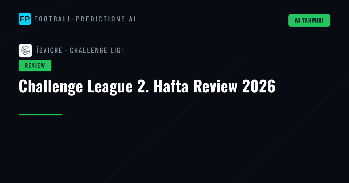 Challenge League 2. Hafta Review 2026