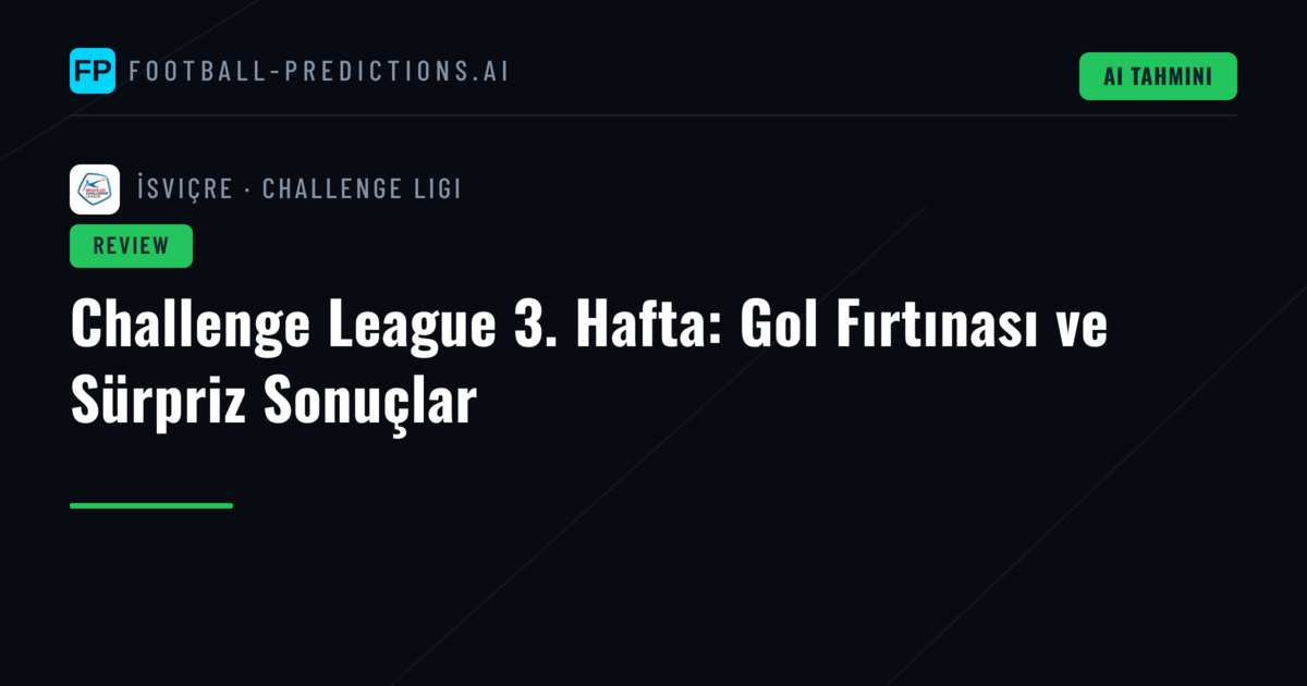 Challenge League 3. Hafta: Gol Fırtınası ve Sürpriz Sonuçlar