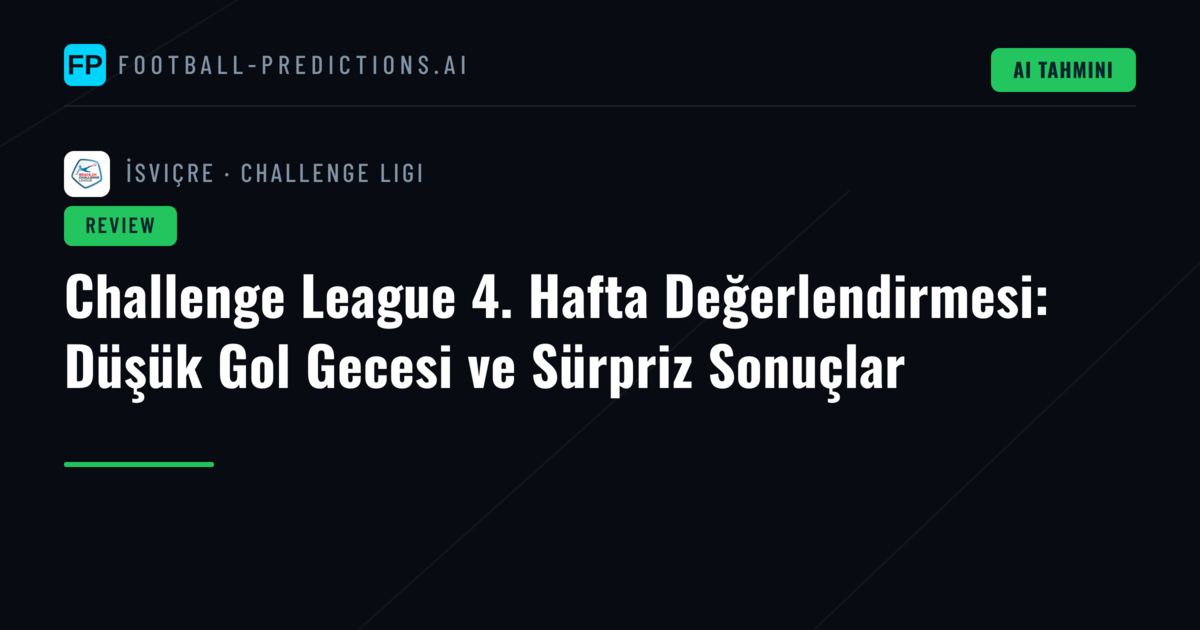 Challenge League 4. Hafta Değerlendirmesi: Düşük Gol Gecesi ve Sürpriz Sonuçlar