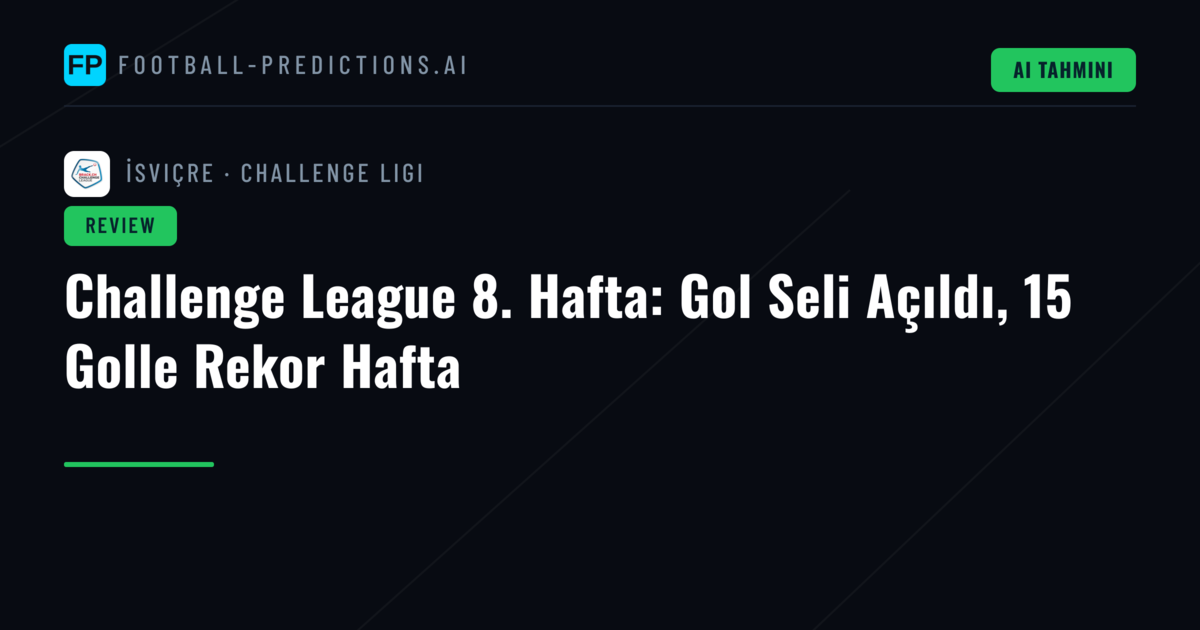 Challenge League 8. Hafta: Gol Seli Açıldı, 15 Golle Rekor Hafta