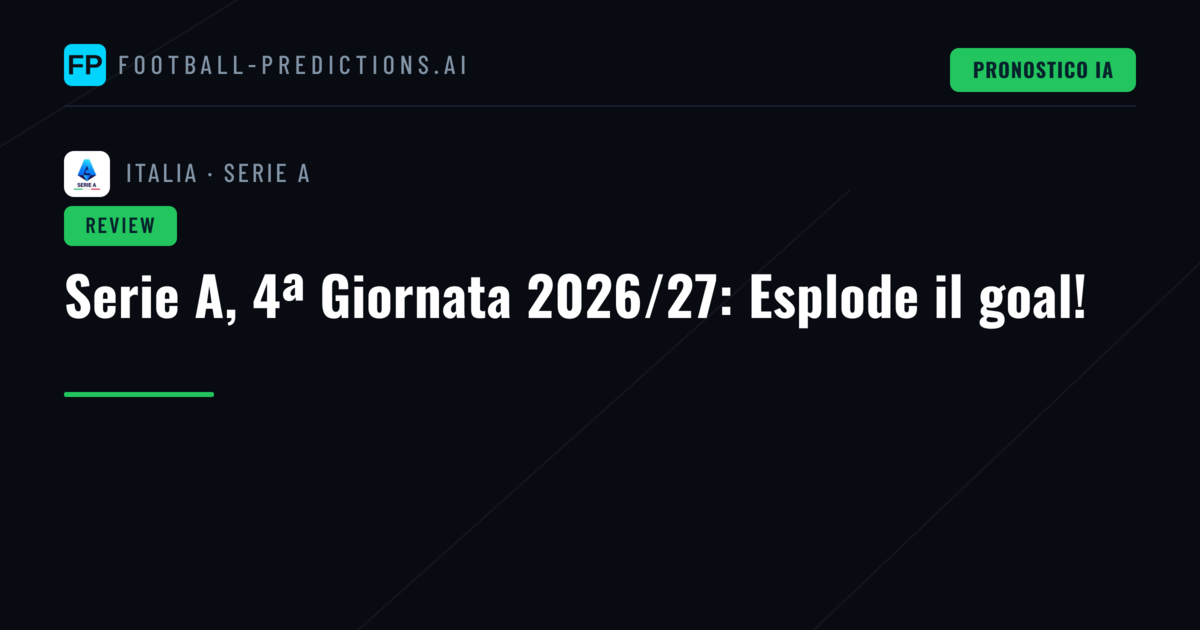 Serie A, 4ª Giornata 2026/27: Esplode il goal!