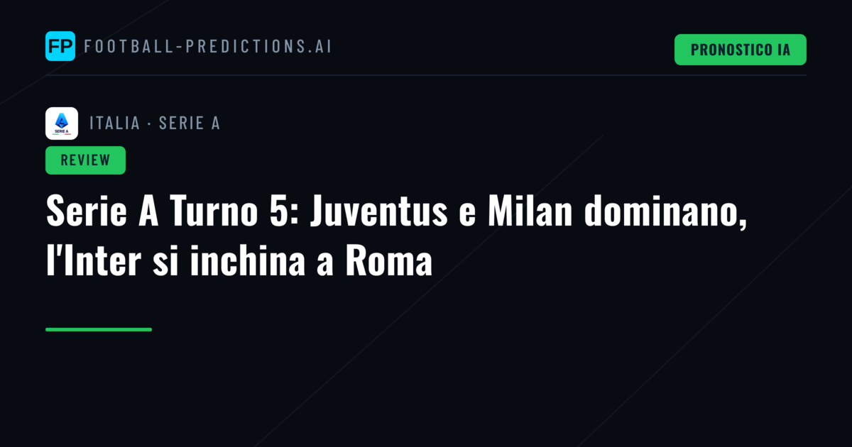 Serie A Turno 5: Juventus e Milan dominano, l'Inter si inchina a Roma