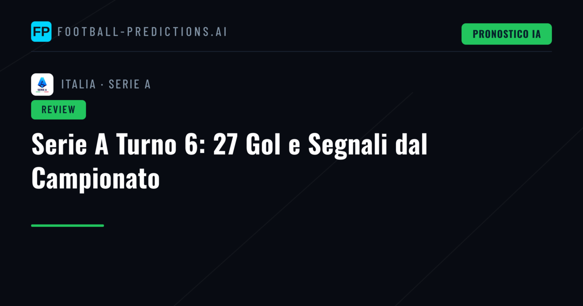 Serie A Turno 6: 27 Gol e Segnali dal Campionato