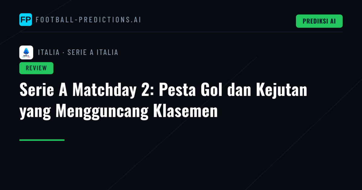 Serie A Matchday 2: Pesta Gol dan Kejutan yang Mengguncang Klasemen