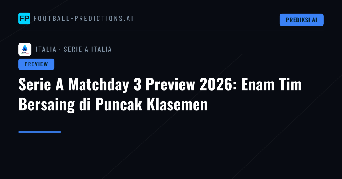 Serie A Matchday 3 Preview 2026: Enam Tim Bersaing di Puncak Klasemen