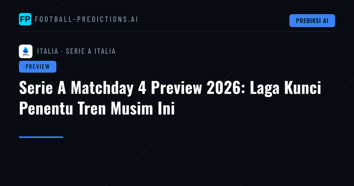 Serie A Matchday 4 Preview 2026: Laga Kunci Penentu Tren Musim Ini