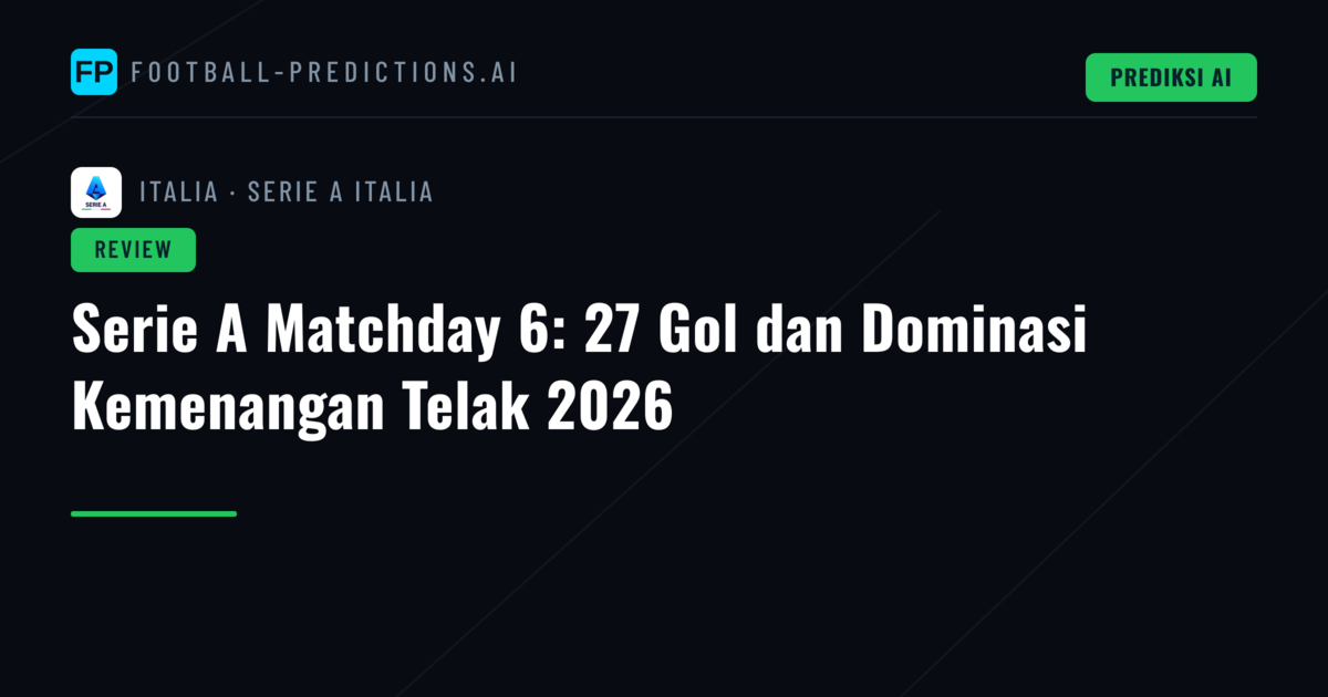 Serie A Matchday 6: 27 Gol dan Dominasi Kemenangan Telak 2026