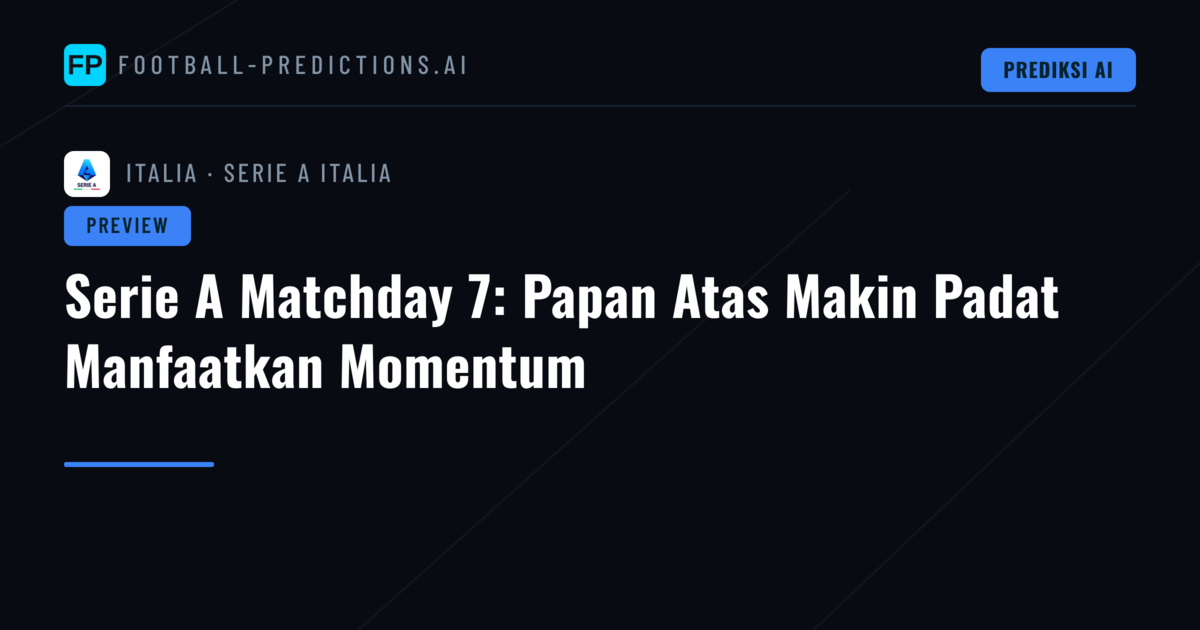 Serie A Matchday 7: Papan Atas Makin Padat Manfaatkan Momentum