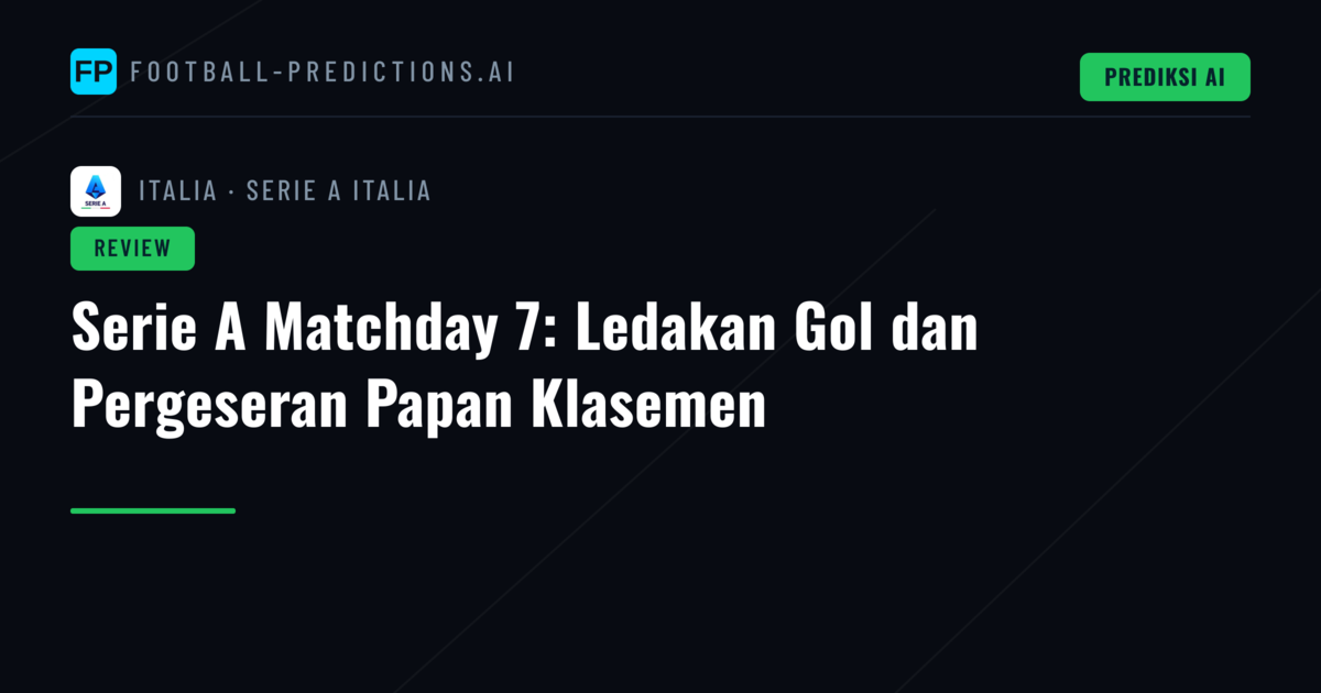 Serie A Matchday 7: Ledakan Gol dan Pergeseran Papan Klasemen