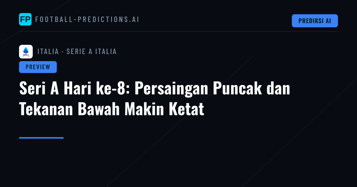 Seri A Hari ke-8: Persaingan Puncak dan Tekanan Bawah Makin Ketat