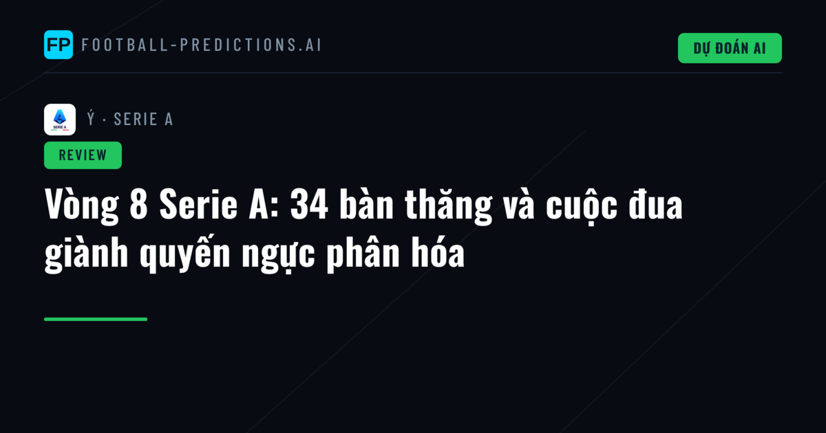 Vòng 8 Serie A: 34 bàn thăng và cuộc đua giành quyến ngực phân hóa