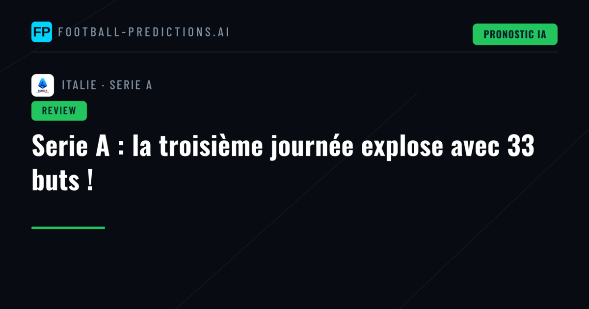 Serie A : la troisième journée explose avec 33 buts !