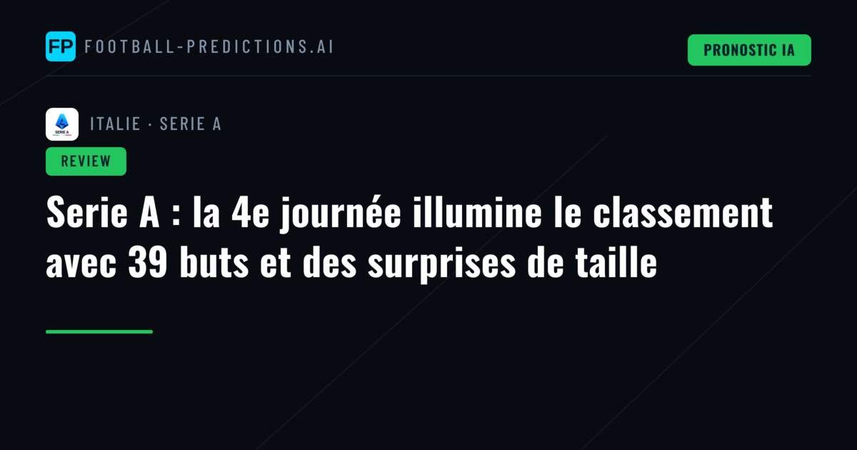 Serie A : la 4e journée illumine le classement avec 39 buts et des surprises de taille