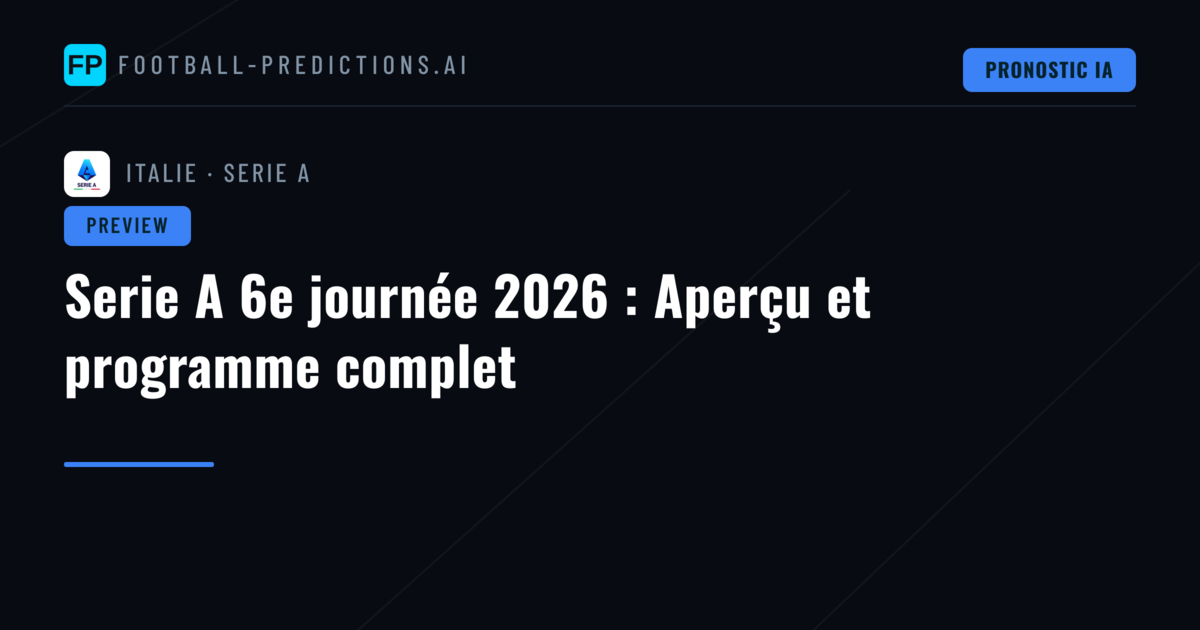 Serie A 6e journée 2026 : Aperçu et programme complet