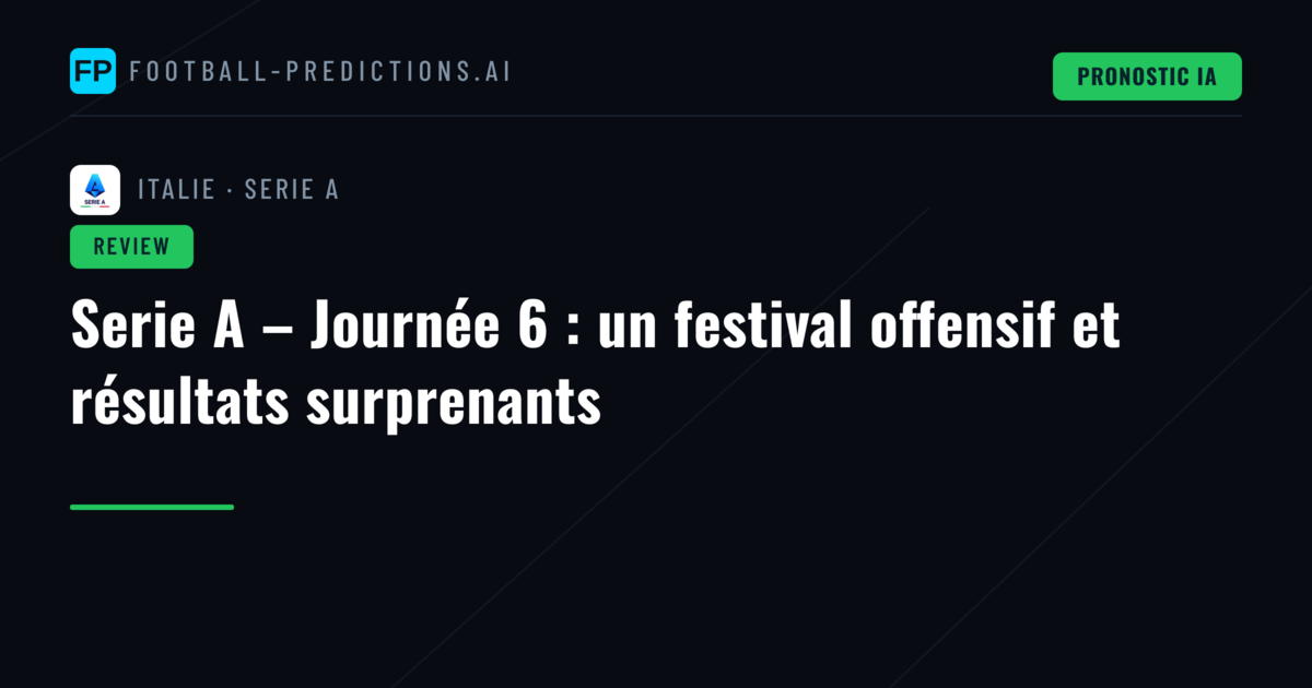 Serie A – Journée 6 : un festival offensif et résultats surprenants