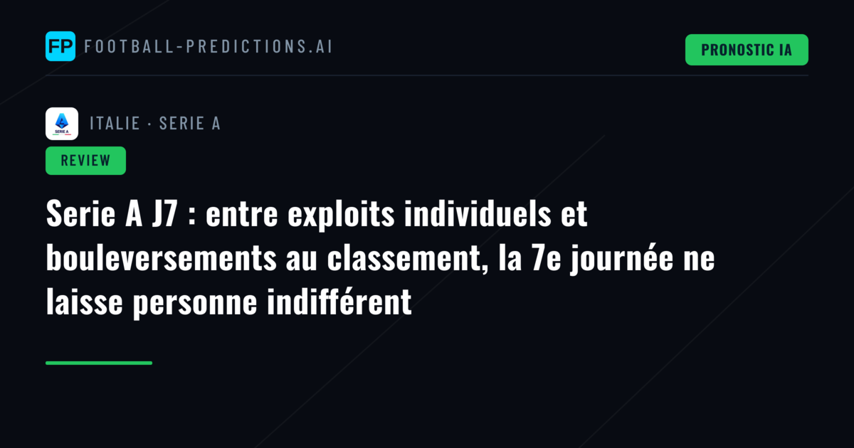 Serie A J7 : entre exploits individuels et bouleversements au classement, la 7e journée ne laisse personne indifférent