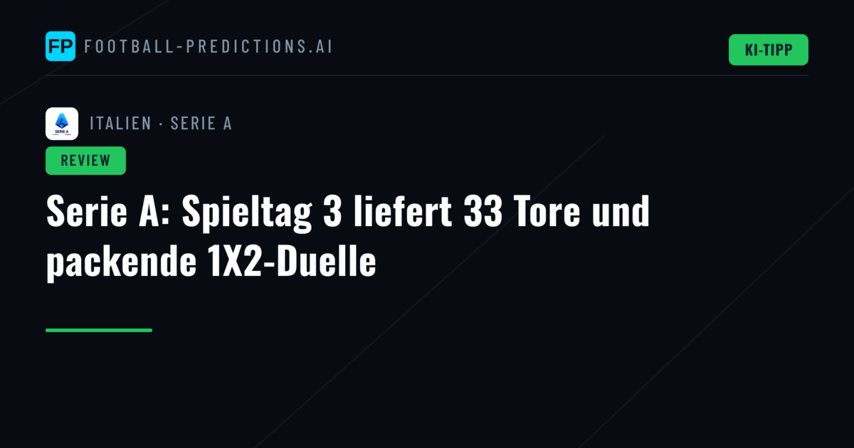 Serie A: Spieltag 3 liefert 33 Tore und packende 1X2-Duelle