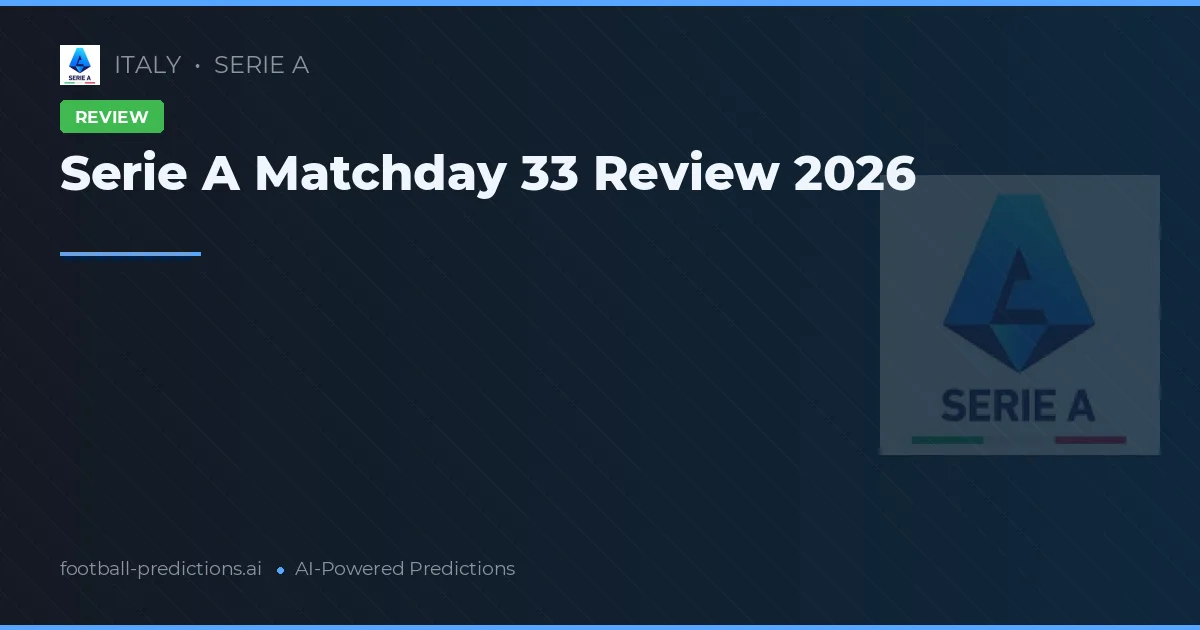 Serie A Matchday 33 Review 2026