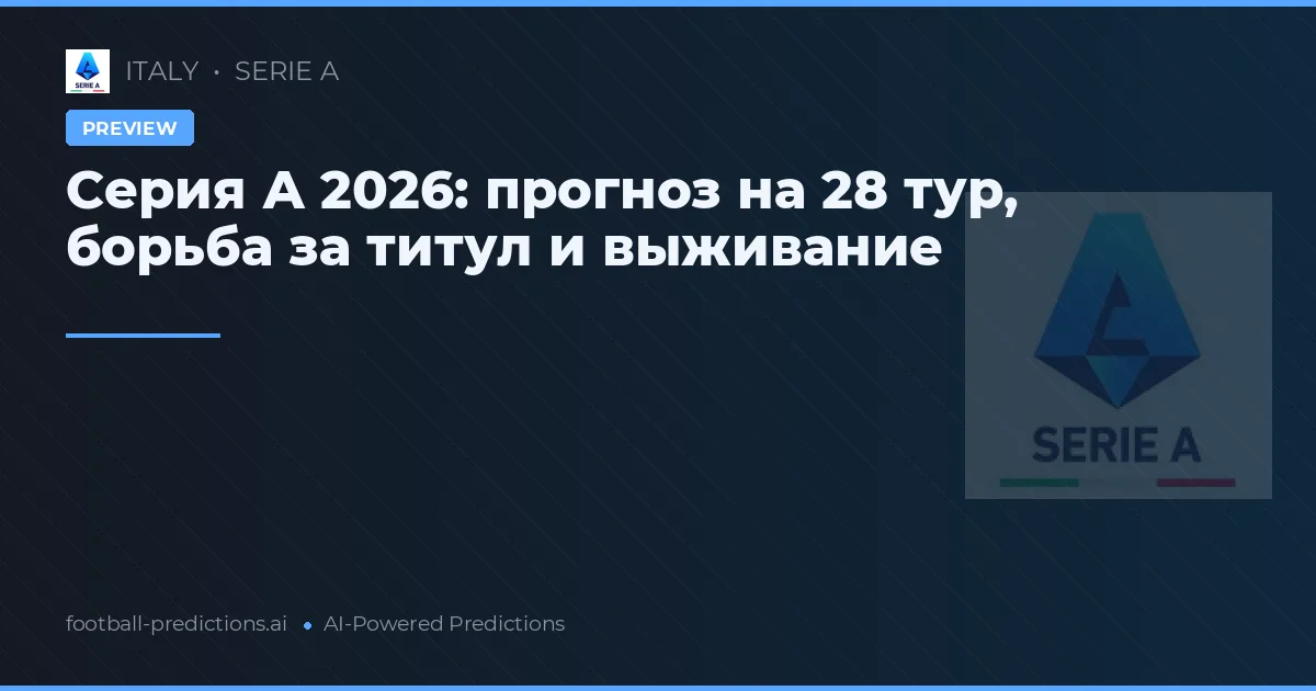 Серия А 2026: прогноз на 28 тур, борьба за титул и выживание