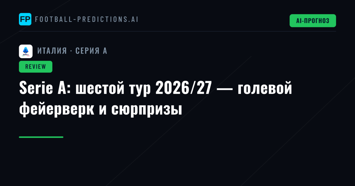 Serie A: шестой тур 2026/27 — голевой фейерверк и сюрпризы