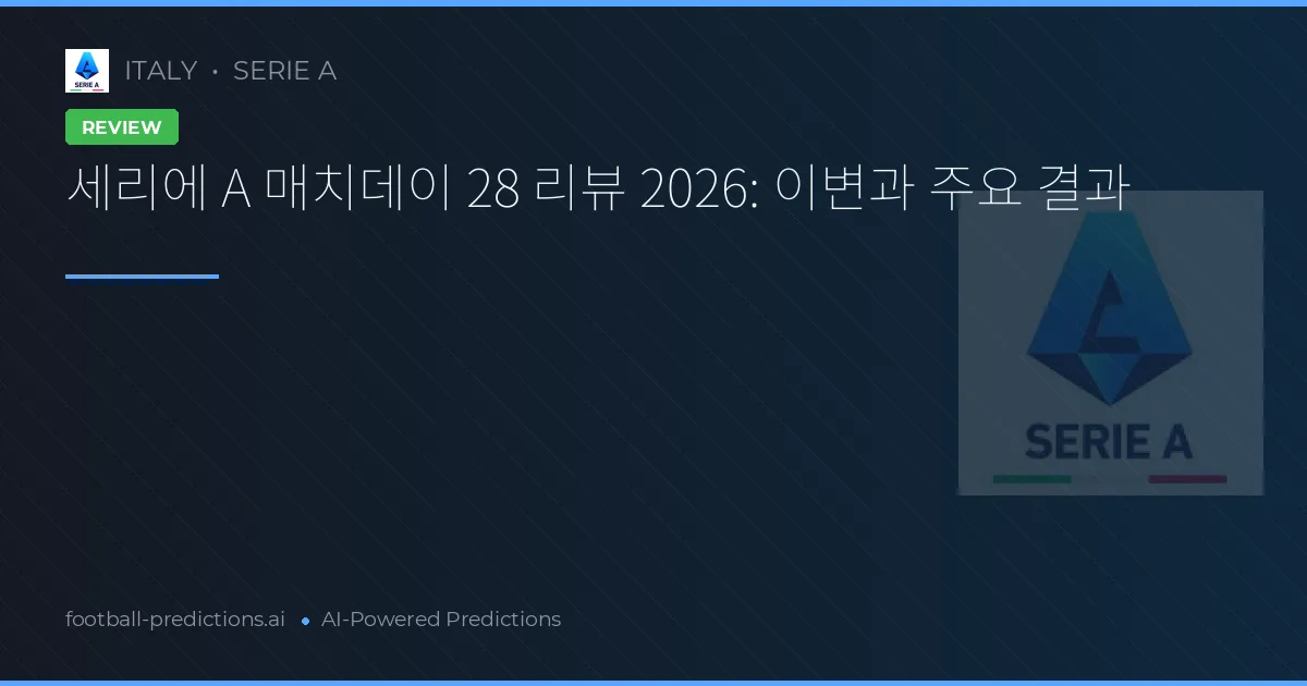 세리에 A 매치데이 28 리뷰 2026: 이변과 주요 결과