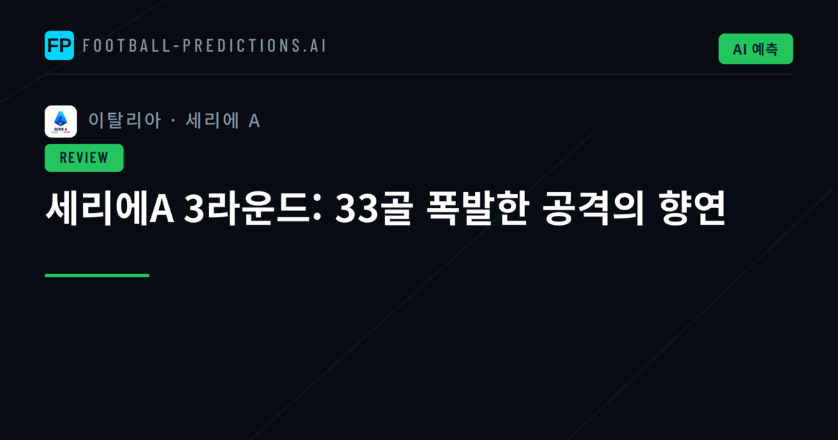세리에A 3라운드: 33골 폭발한 공격의 향연