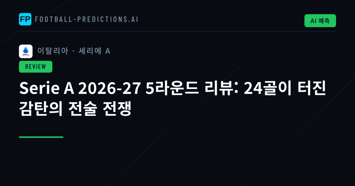Serie A 2026-27 5라운드 리뷰: 24골이 터진 감탄의 전술 전쟁