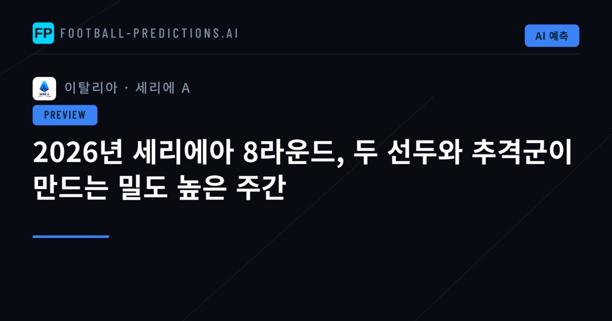2026년 세리에아 8라운드, 두 선두와 추격군이 만드는 밀도 높은 주간