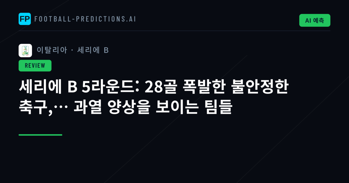 세리에 B 5라운드: 28골 폭발한 불안정한 축구,… 과열 양상을 보이는 팀들
