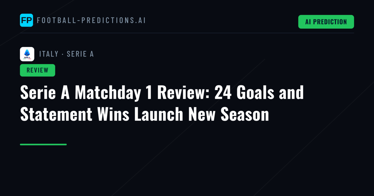 Serie A Matchday 1 Review: 24 Goals and Statement Wins Launch New Season