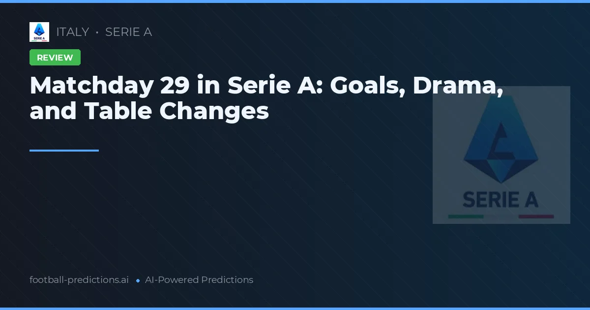 Matchday 29 in Serie A: Goals, Drama, and Table Changes