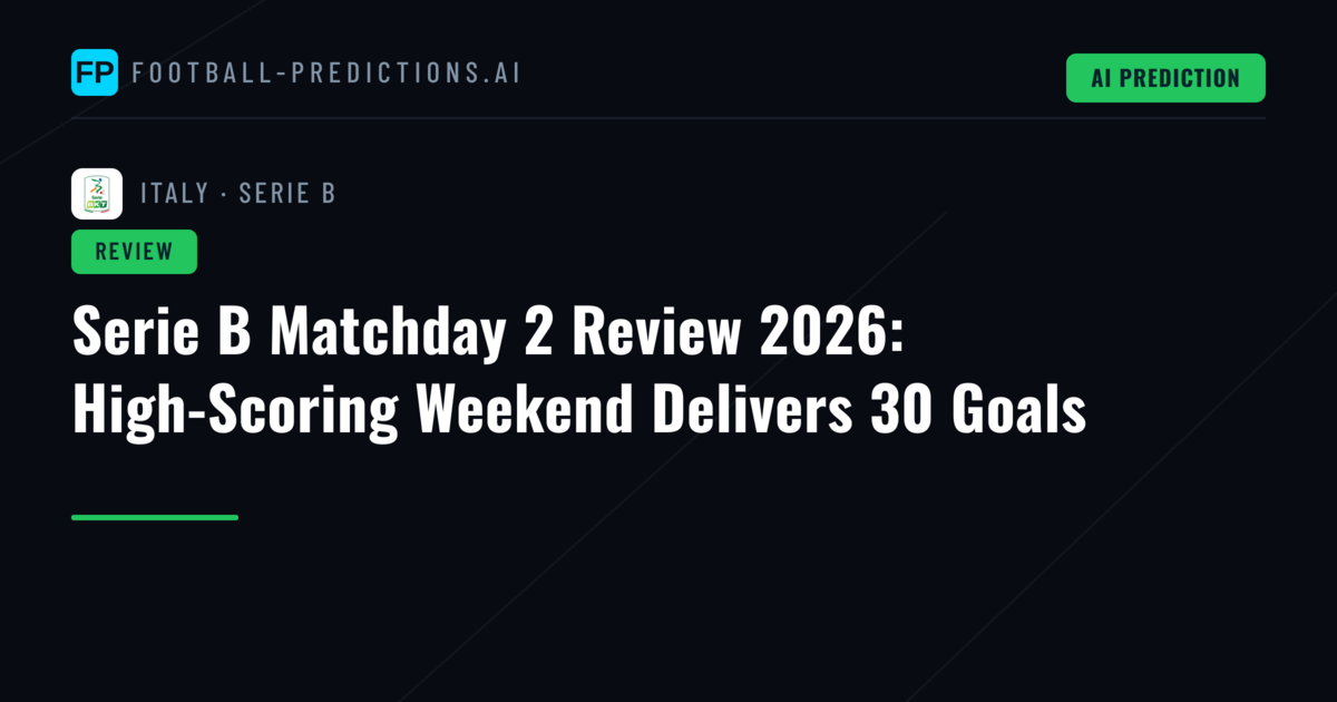 Serie B Matchday 2 Review 2026: High-Scoring Weekend Delivers 30 Goals