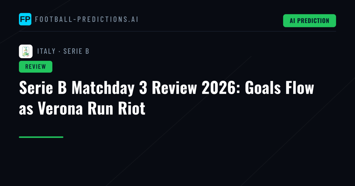 Serie B Matchday 3 Review 2026: Goals Flow as Verona Run Riot