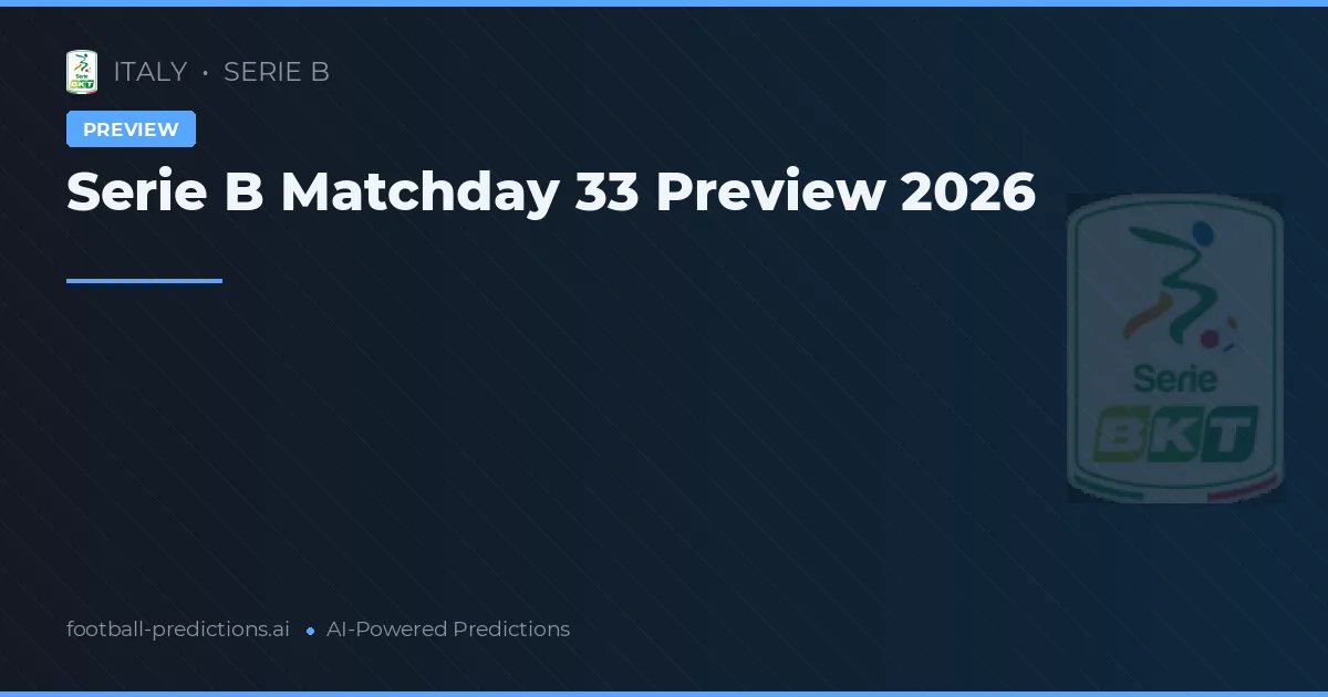 Serie B Matchday 33 Preview 2026