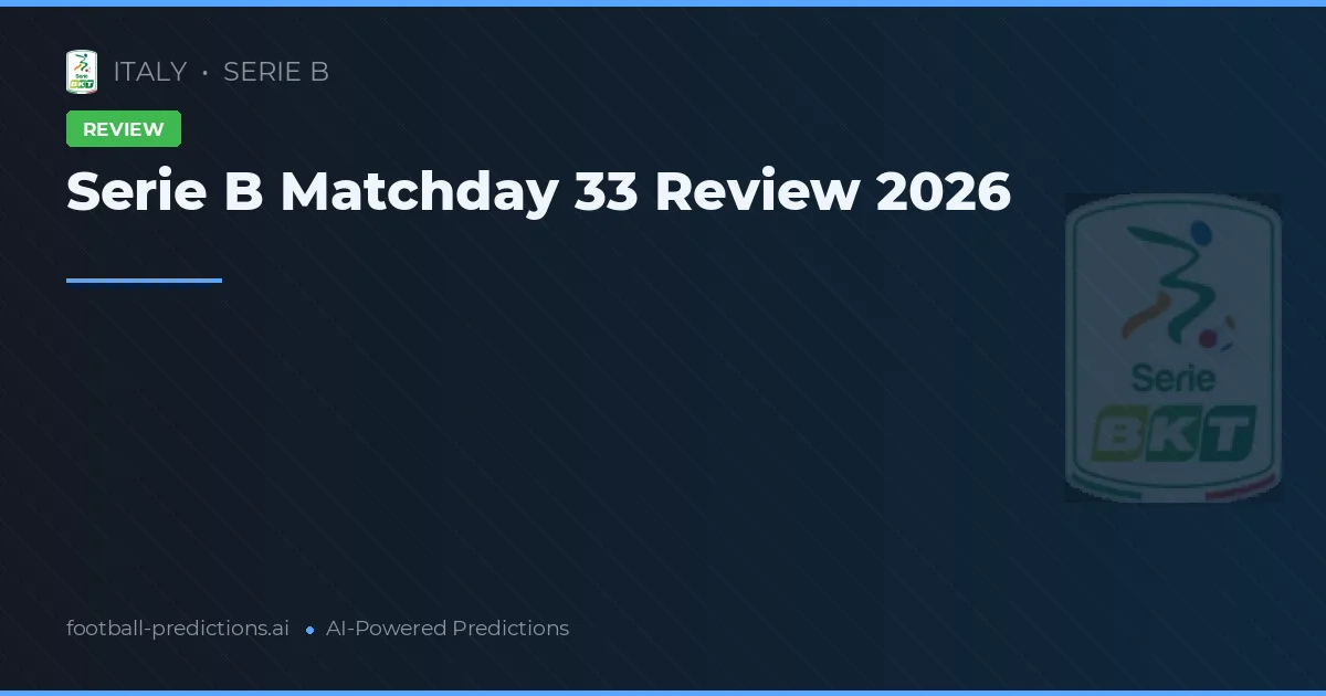 Serie B Matchday 33 Review 2026