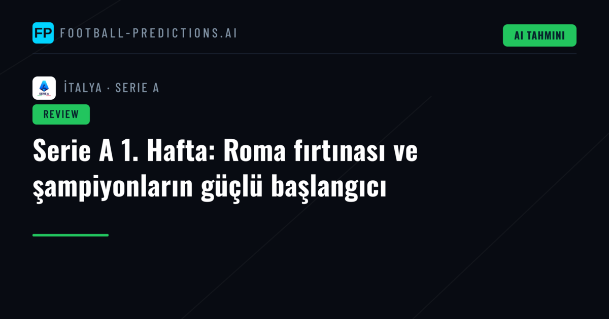 Serie A 1. Hafta: Roma fırtınası ve şampiyonların güçlü başlangıcı