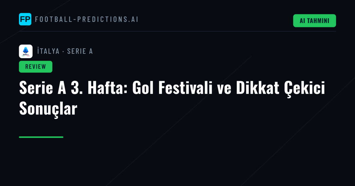 Serie A 3. Hafta: Gol Festivali ve Dikkat Çekici Sonuçlar