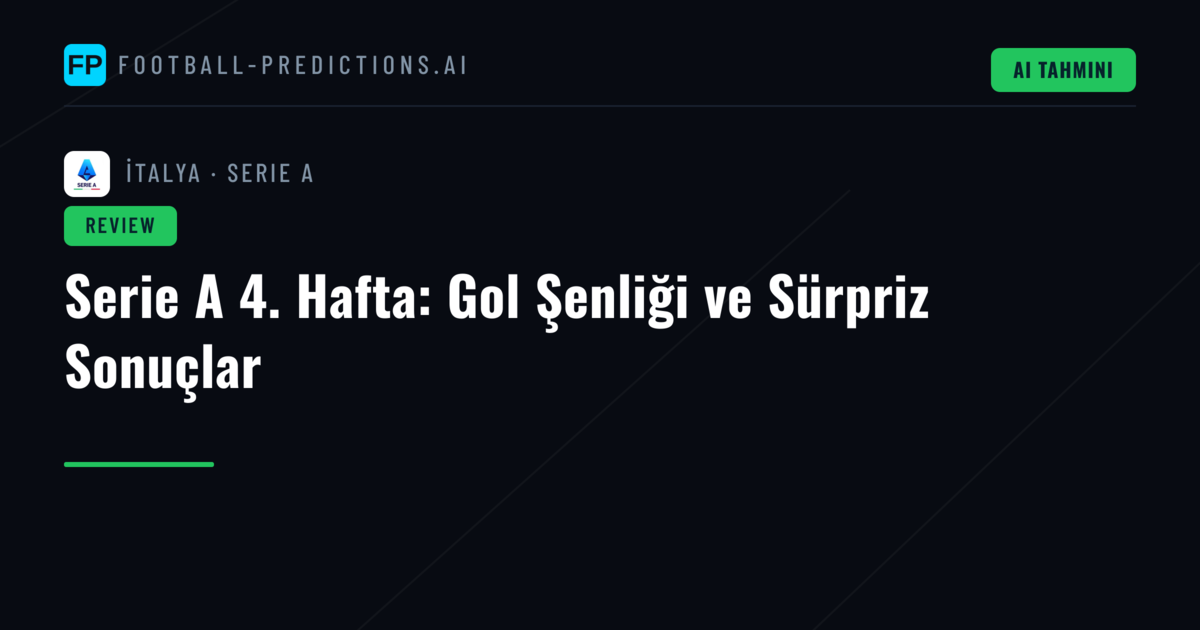 Serie A 4. Hafta: Gol Şenliği ve Sürpriz Sonuçlar