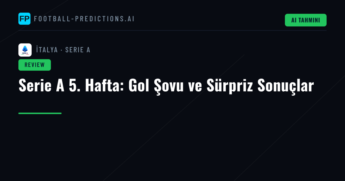 Serie A 5. Hafta: Gol Şovu ve Sürpriz Sonuçlar