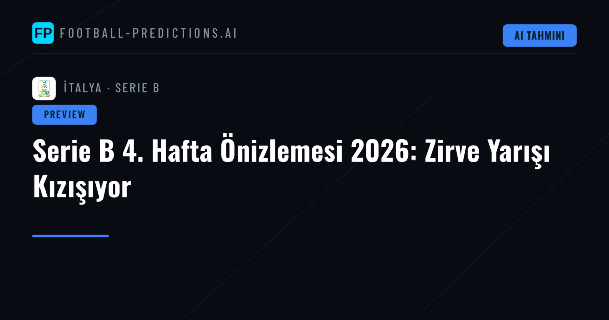 Serie B 4. Hafta Önizlemesi 2026: Zirve Yarışı Kızışıyor