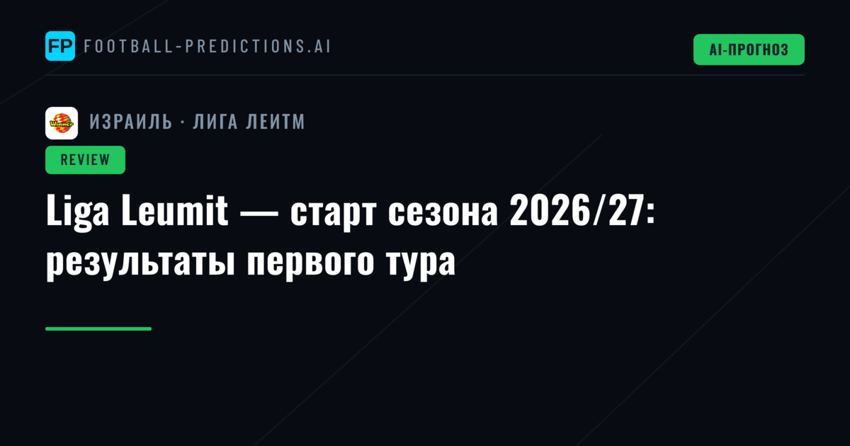 Liga Leumit — старт сезона 2026/27: результаты первого тура