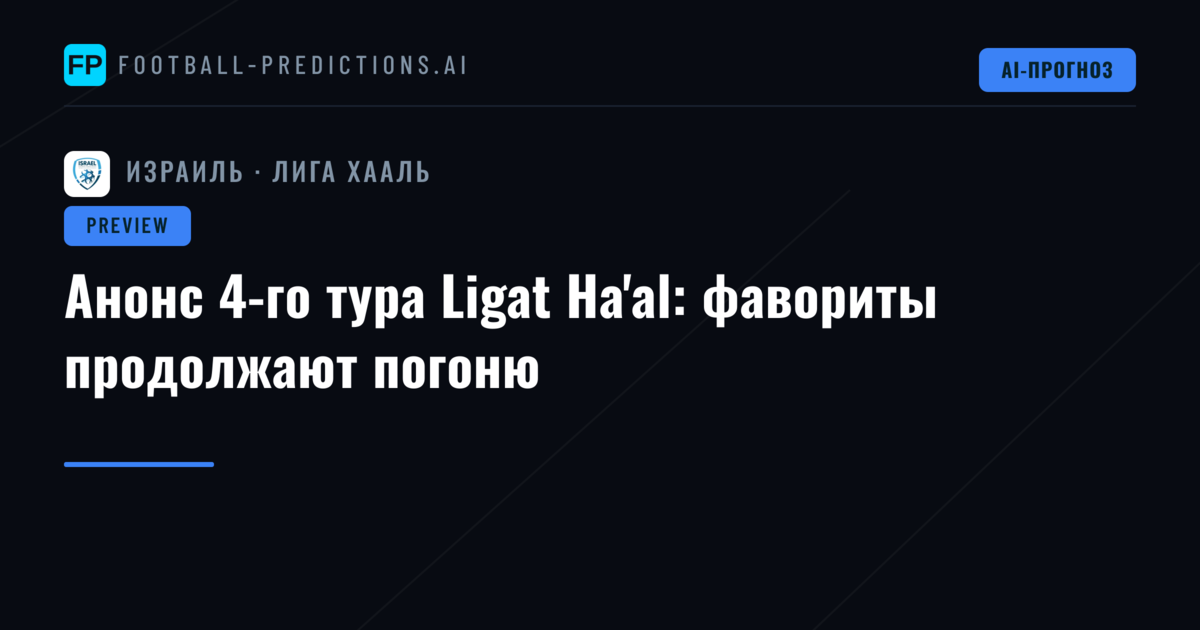 Анонс 4-го тура Ligat Ha'al: фавориты продолжают погоню