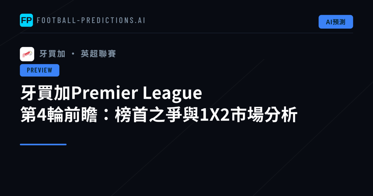 牙買加Premier League 第4輪前瞻：榜首之爭與1X2市場分析