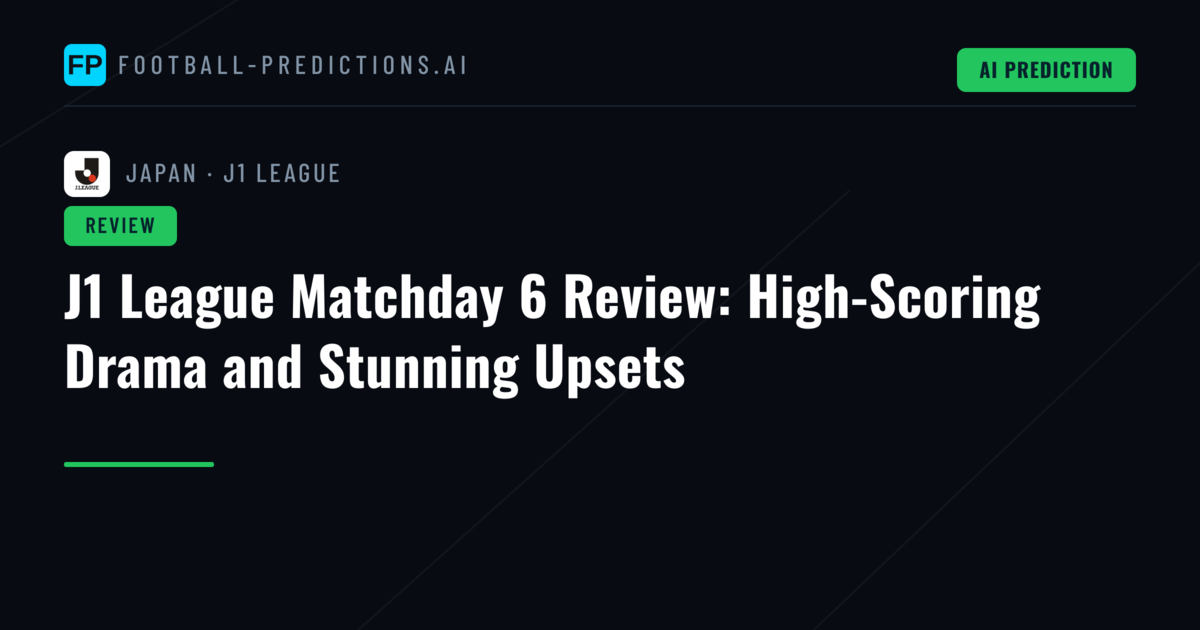 J1 League Matchday 6 Review: High-Scoring Drama and Stunning Upsets