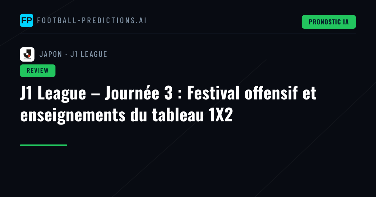J1 League – Journée 3 : Festival offensif et enseignements du tableau 1X2