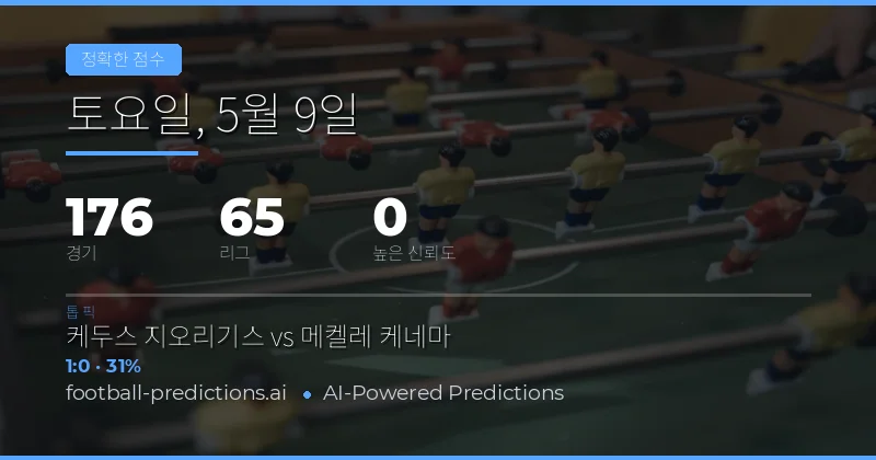 2026년 5월 9일 축구 경기 정확한 스코어 예측 분석