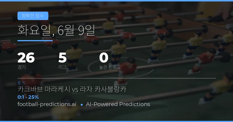 오늘의 축구 정확힌분 예측: 2026년 6월 9일 경기 분석