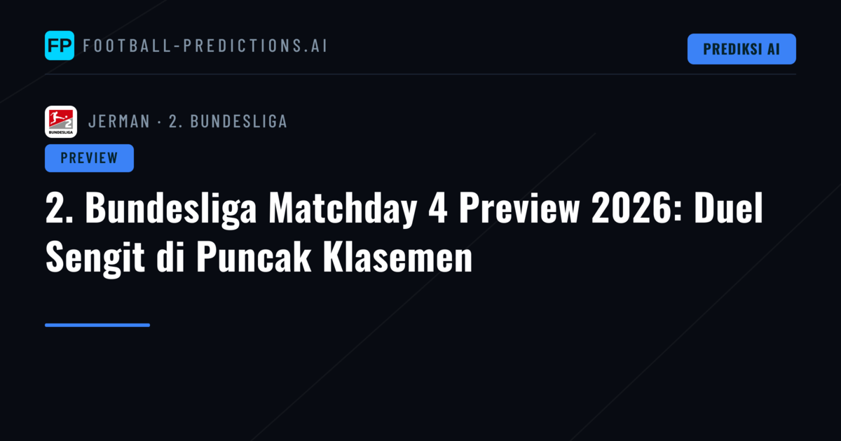2. Bundesliga Matchday 4 Preview 2026: Duel Sengit di Puncak Klasemen